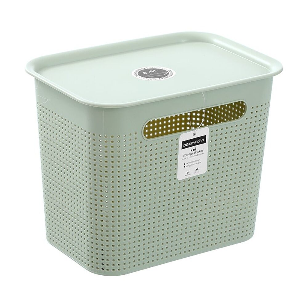 12PK Boxsweden Koi Lidded Home Organiser Storage Container Basket Assorted 6.5L
