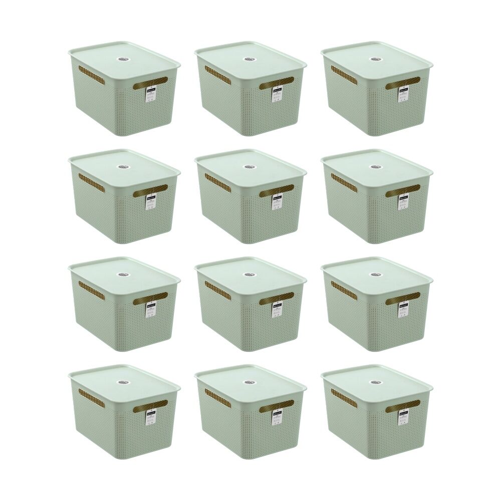 12PK Boxsweden Koi Lidded Home Organiser Storage Container Basket Assorted 16.5L
