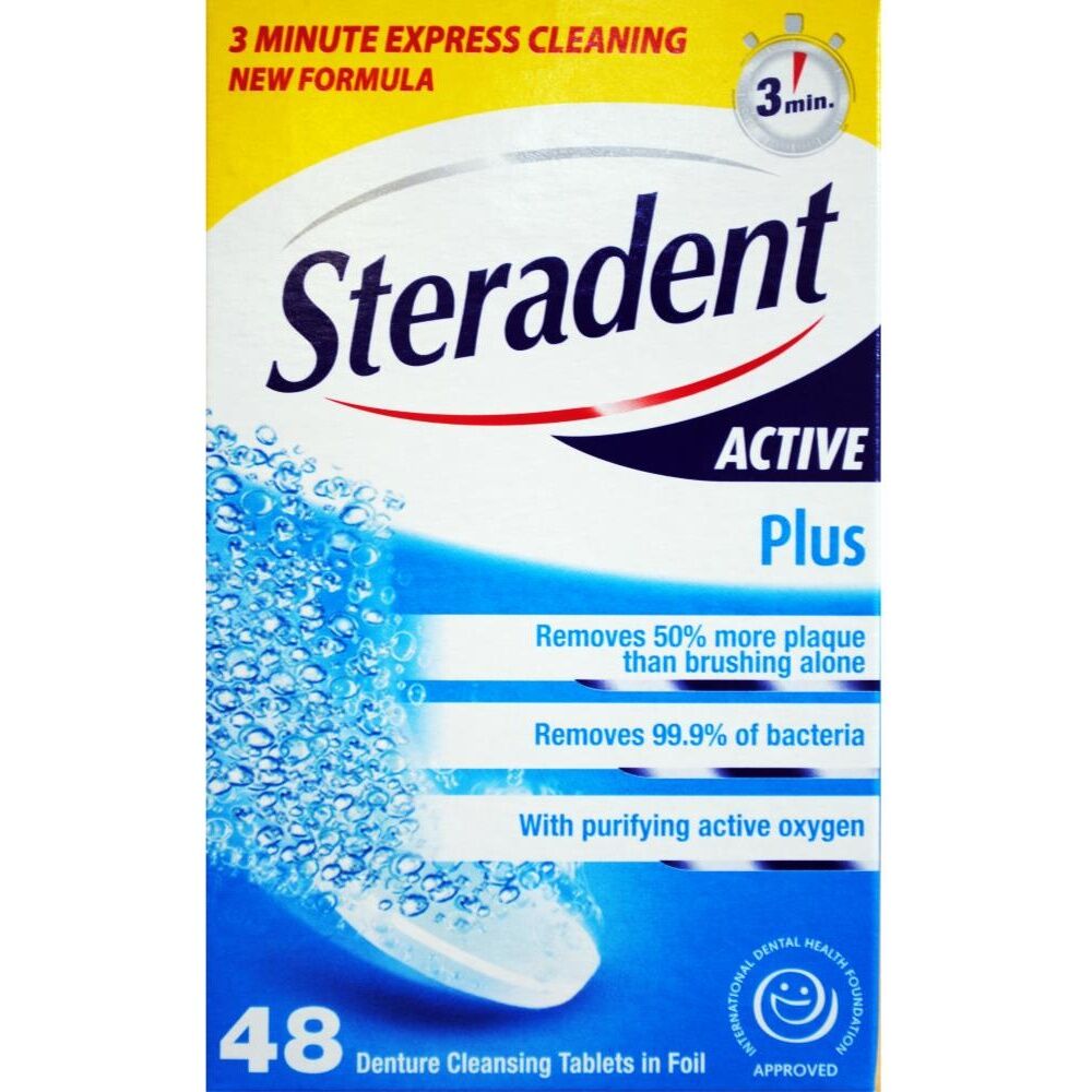 5x 48pc Steradent Active Plus Denture Cleansing Tablets In Foil Sealed Pack