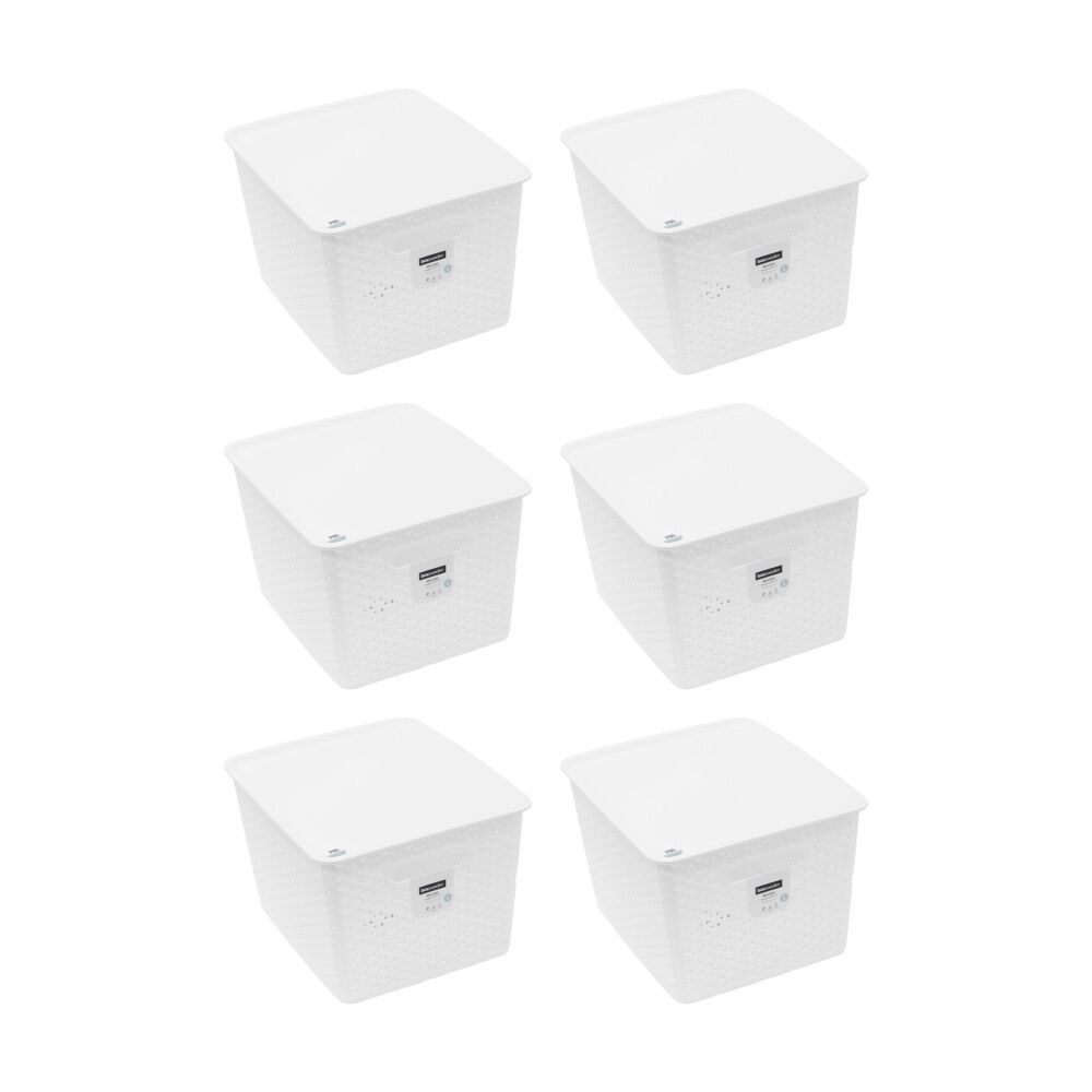 6PK Boxsweden Wicker Basket Home Organiser Storage Container 19L 36x30x22.5cm