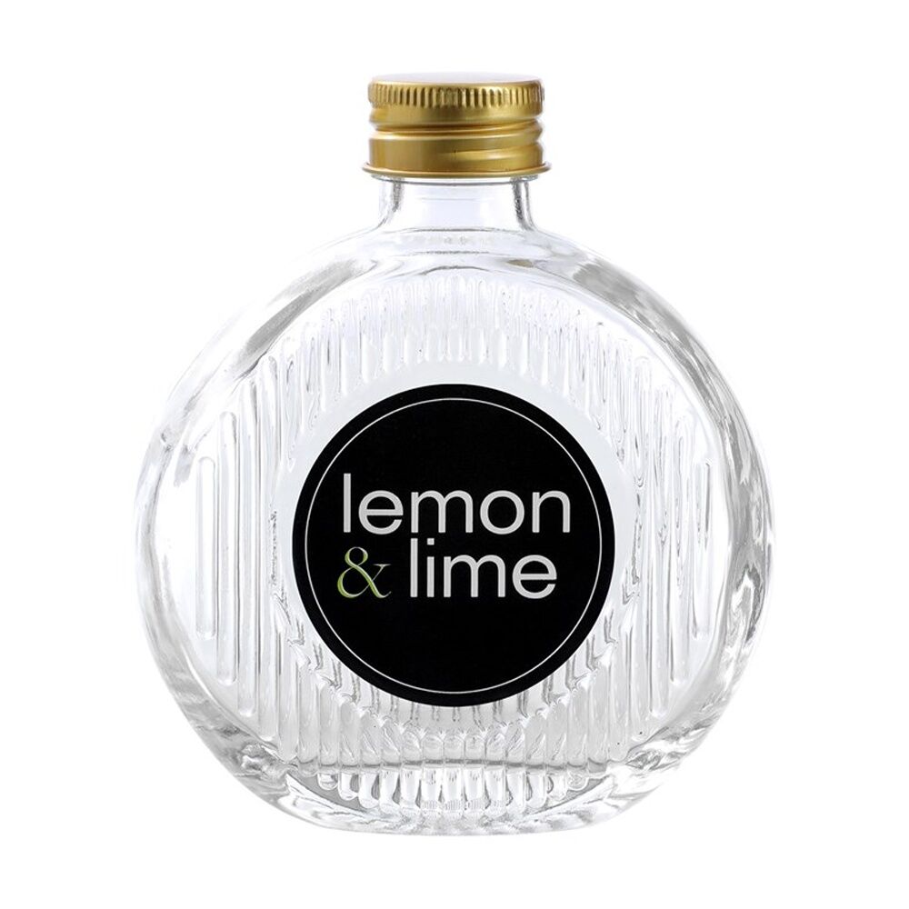 24PK Lemon And Lime Verre Flat Ribbed Glass Reusable Food Container Gold 200ml