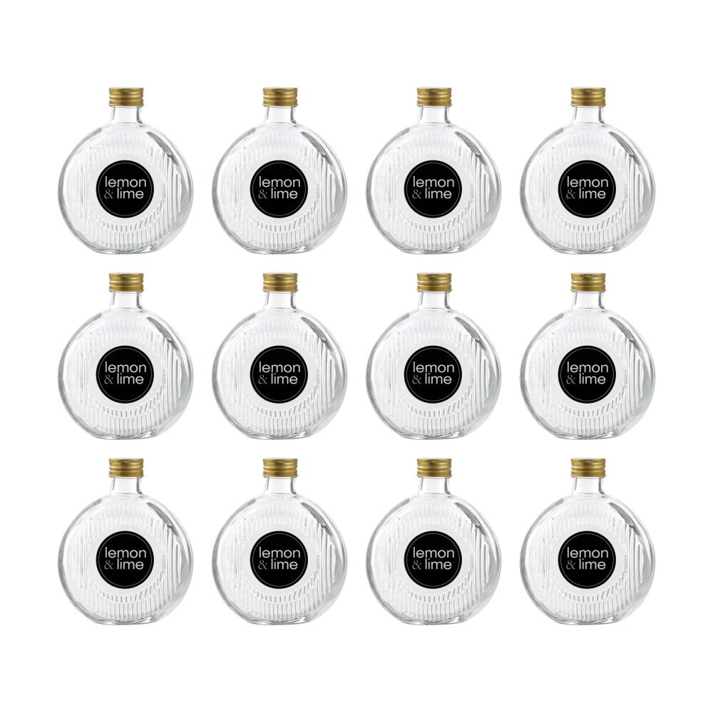 12PK Lemon And Lime Verre Flat Ribbed Glass Reusable Food Container Gold 350ml