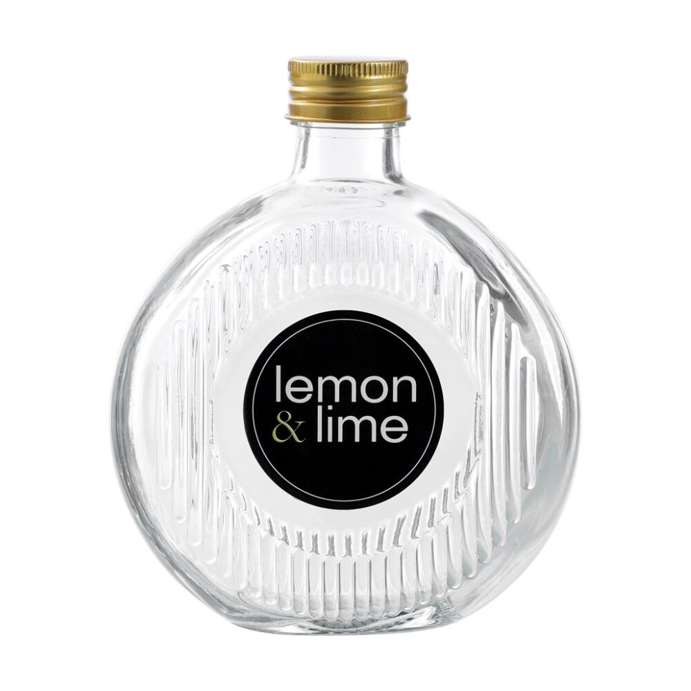 12PK Lemon And Lime Verre Flat Ribbed Glass Reusable Food Container Gold 350ml