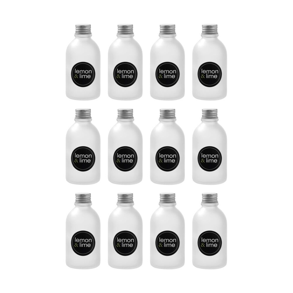 12PK Lemon And Lime Verre Frost Glass Reusable Food Container Lid Silver 150ml