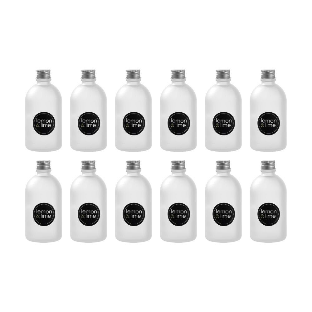 12PK Lemon And Lime Verre Frost Glass Reusable Food Container Lid Silver 290ml