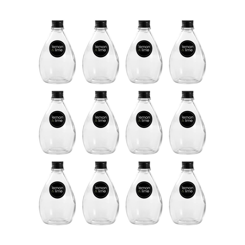12PK Lemon And Lime Verre Bulb Glass Reusable Food Container Lid Black 280ml