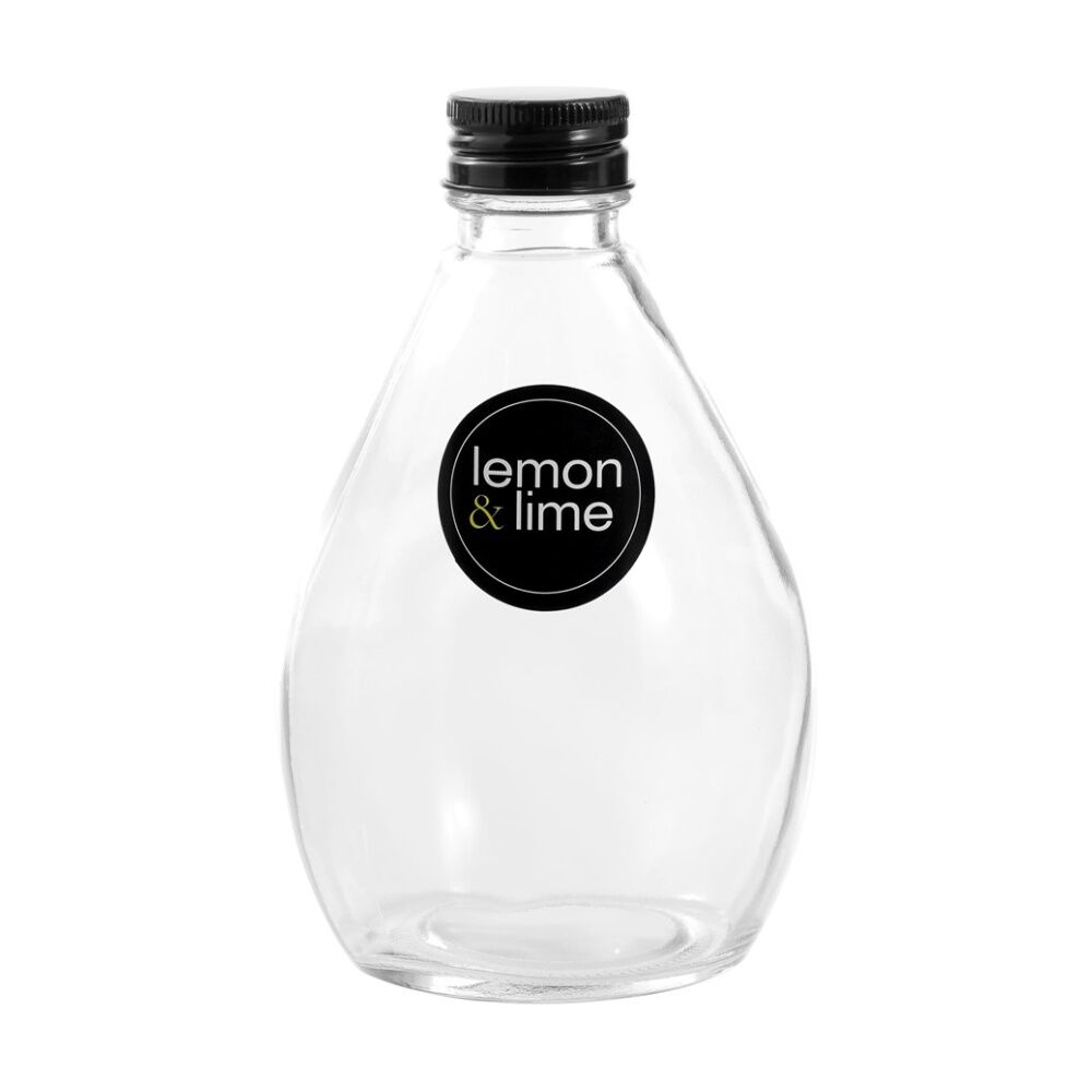 12PK Lemon And Lime Verre Bulb Glass Reusable Food Container Lid Black 350ml