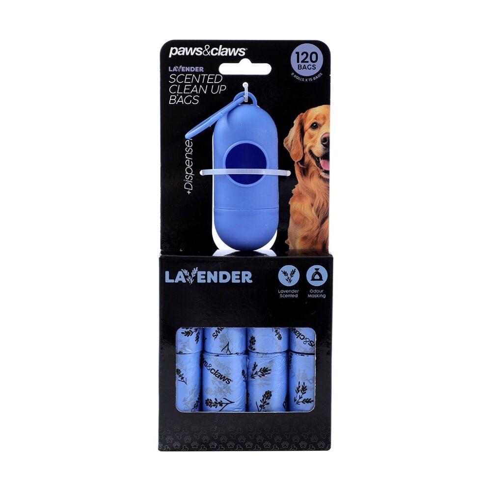 3x 120pc Paws And Claws Scented Poop Bags With Dispenser Assorted