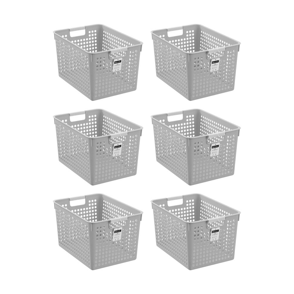 6PK Boxsweden Lite Basket Home Organiser Storage Container Ast 12L 35x25.5x21cm