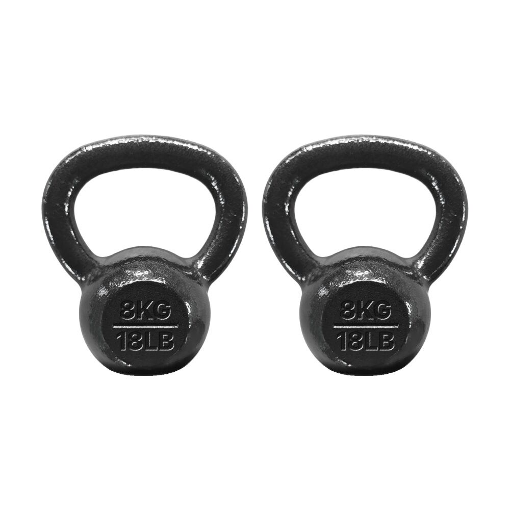 2PK Cast Iron Kettlebell 8kg Balanced Gym Weight W/ Comfortable Handle