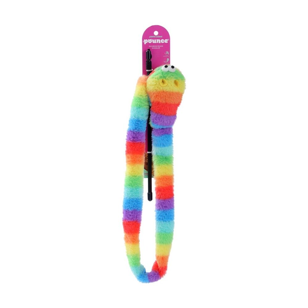 6PK Paws And Claws Pounce Rainbow Pet Cat Toy Dangler Wand Plush 1.5m