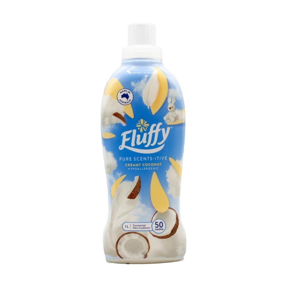 16PK Fluffy Hypoallergenic Concentrated Fabric Conditioner Softener 1L Coconut
