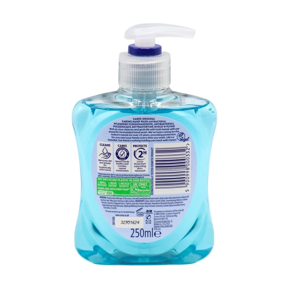 24PK Carex The Original 2h Protection Antibacterial Liquid Hand Wash 250ml