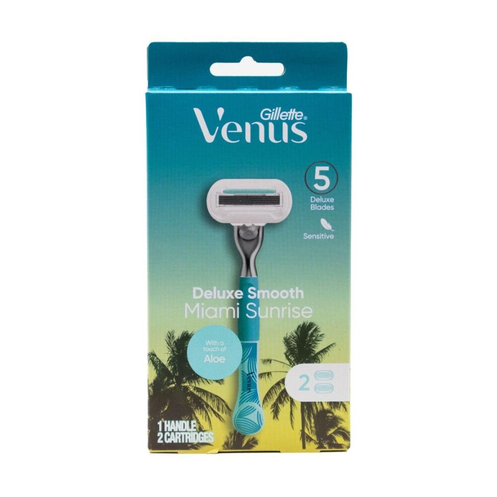 12x 3pc Gillette Venus Deluxe Smooth Miami Sunrise Razor W/ 1 Handle & 2 Blades
