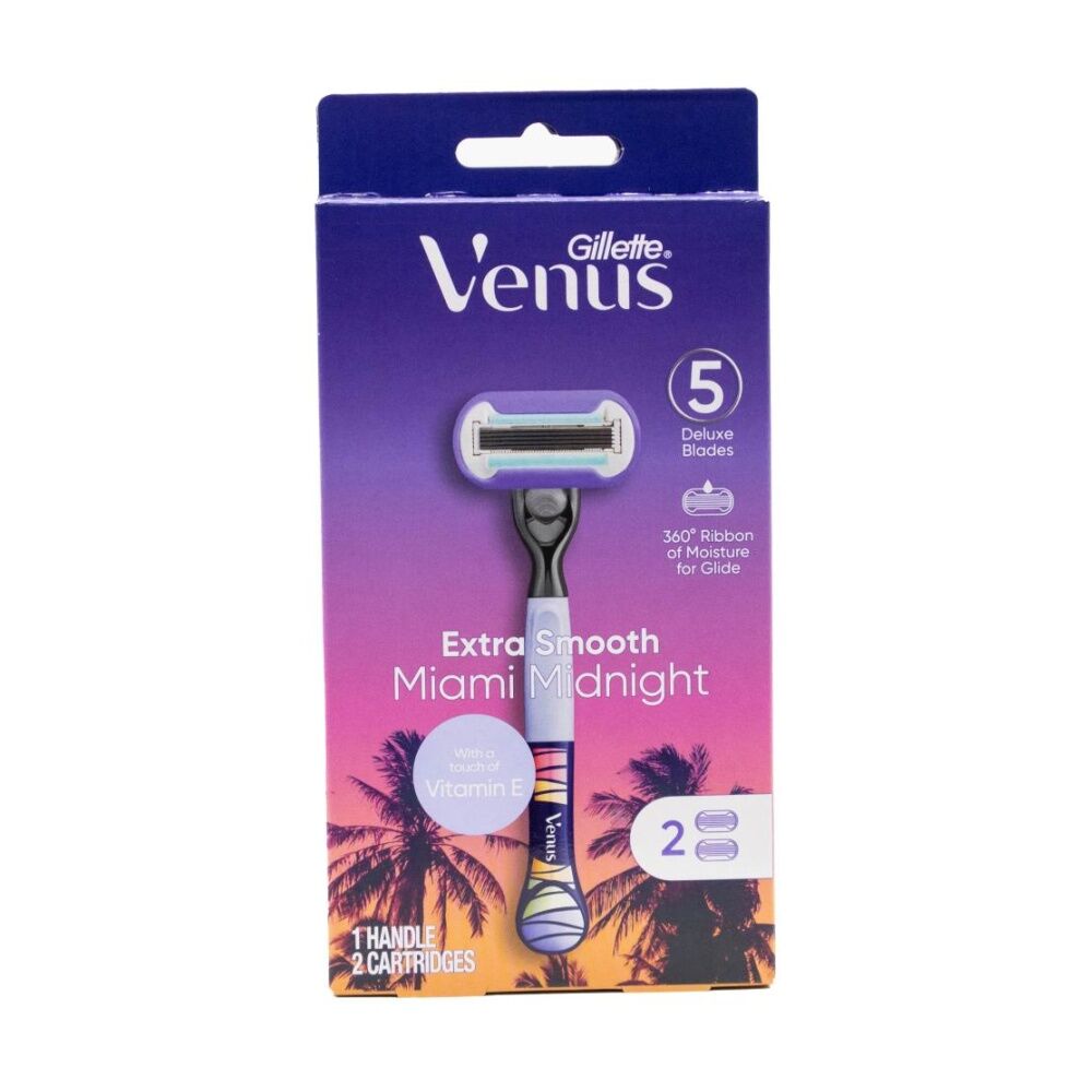 12x 3pc Gillette Venus Extra Smooth Miami Midnight Razor & 2 Deluxe Blades