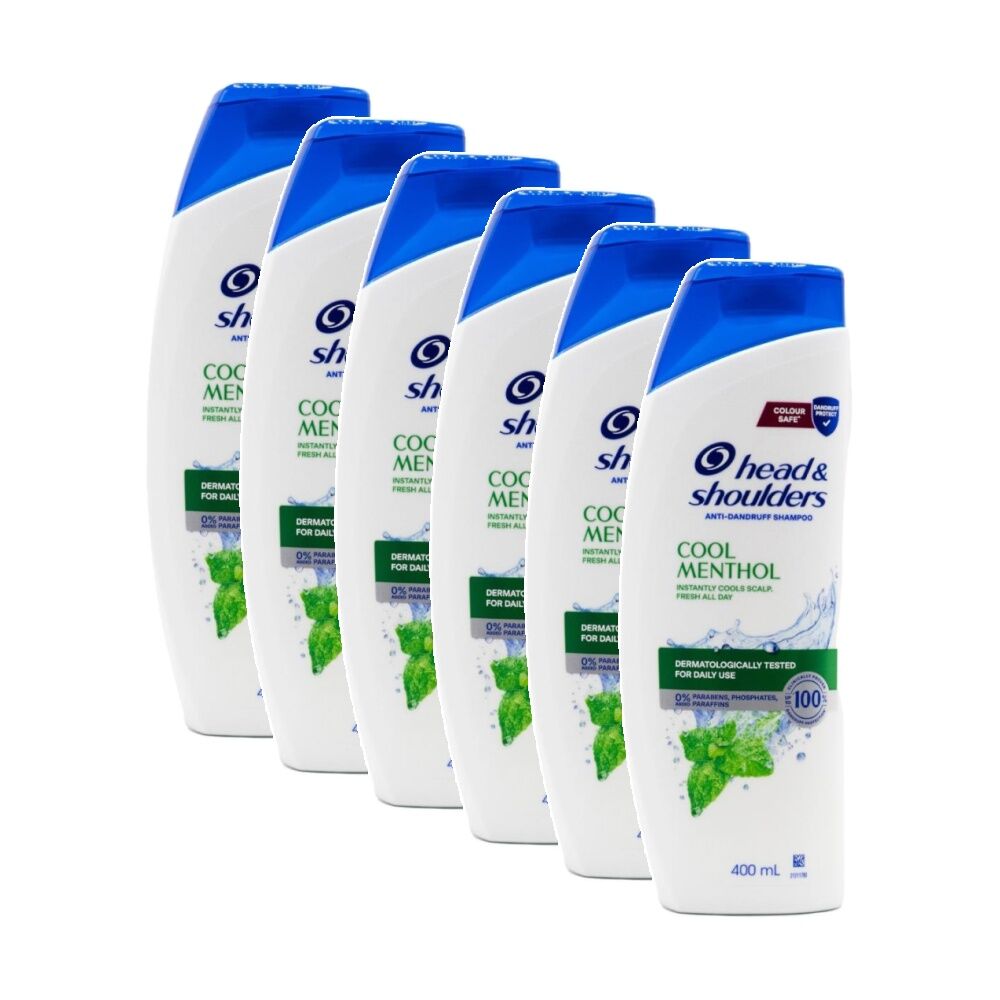 6PK Head & Shoulders Anti Dandruff Cool Menthol Shampoo 400ml