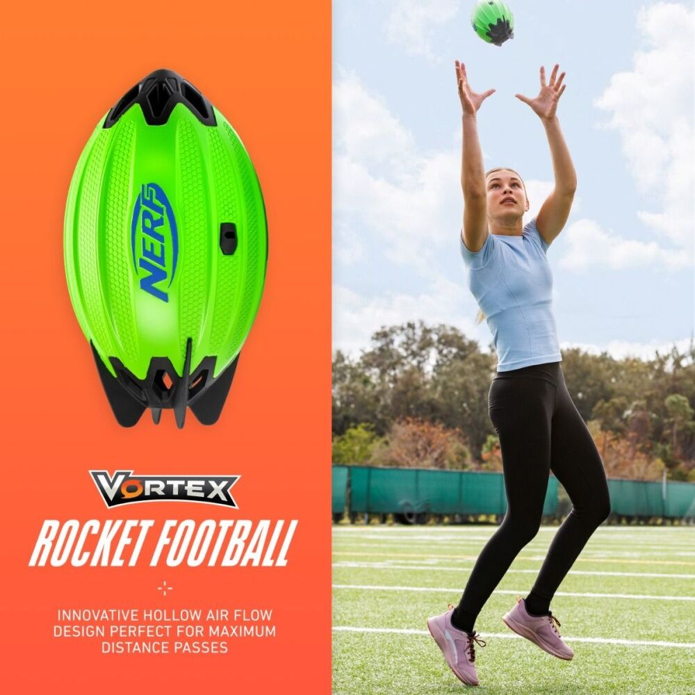 Nerf Vortex Soft Foam Aerodynamic Long Distance Rocket Football Green