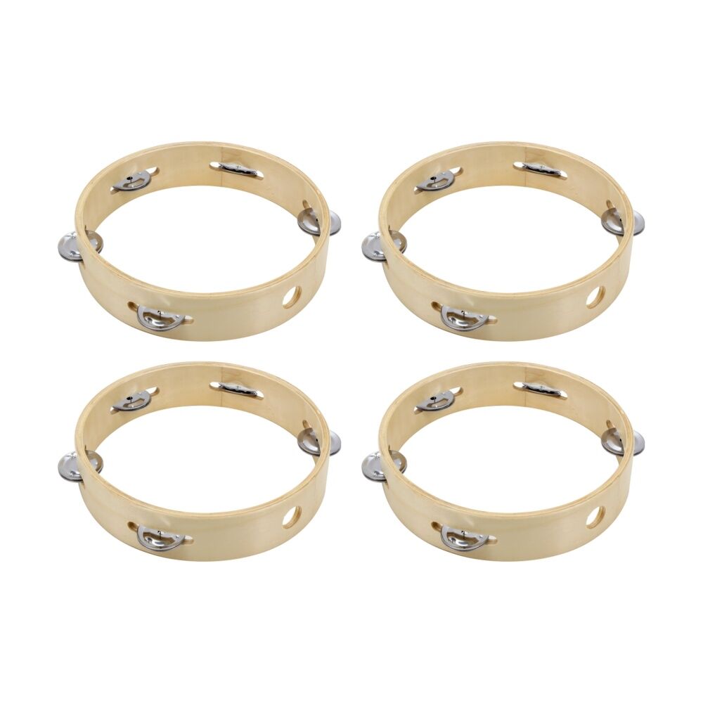4PK Vivaio Headless Tambourine Wooden Percussion Musical Instrument 15cm Wood