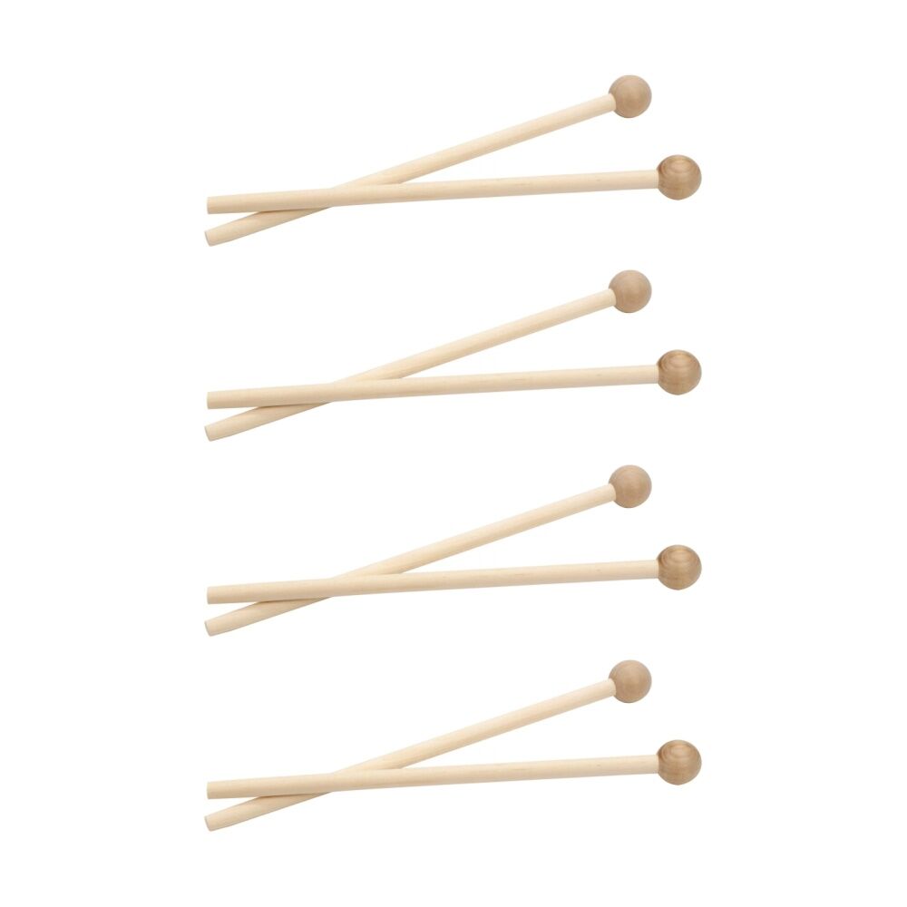 4x 2pc Vivaio Wooden Beaters Percussion Music Instrument Accessory 3Y+ Wood