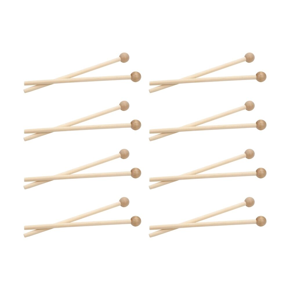 8x 2pc Vivaio Wooden Beaters Percussion Music Instrument Accessory 3Y+ Wood