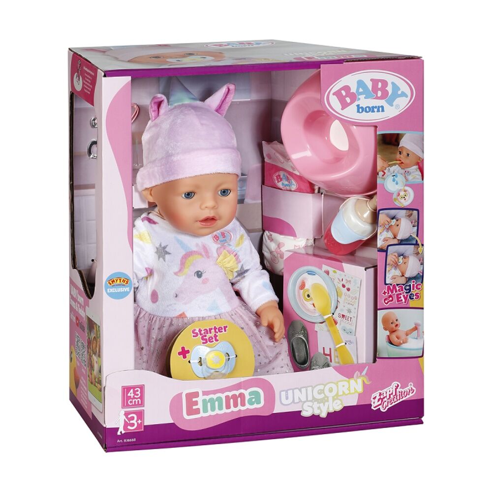 Baby Born Emma in Unicorn Style 43cm Doll & Accessories Kids/Toddler Toy 3y+