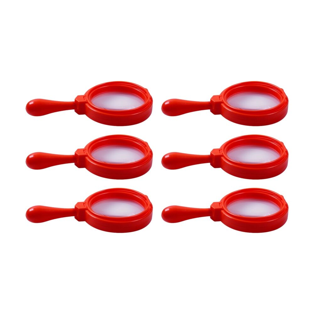6PK Vivaio Easy-Grip Handle Magnifying Glass Kids Play Toy 11x20cm 3y+ Assorted
