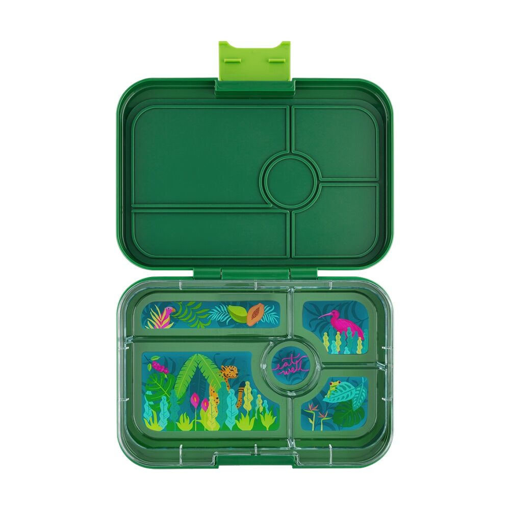 Yumbox Kids Tapas 5 Compartment Leakproof Lunch Box Jungle Palm Green