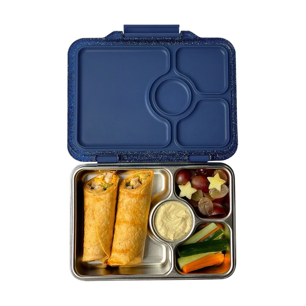 Yumbox Kids Pret Stainless Steel 4 Compartment Bento Box Glitter Twilight Blue