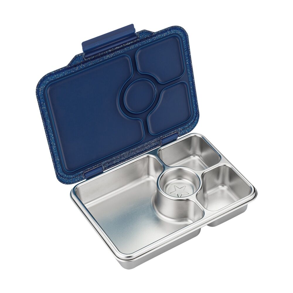 Yumbox Kids Pret Stainless Steel 4 Compartment Bento Box Glitter Twilight Blue