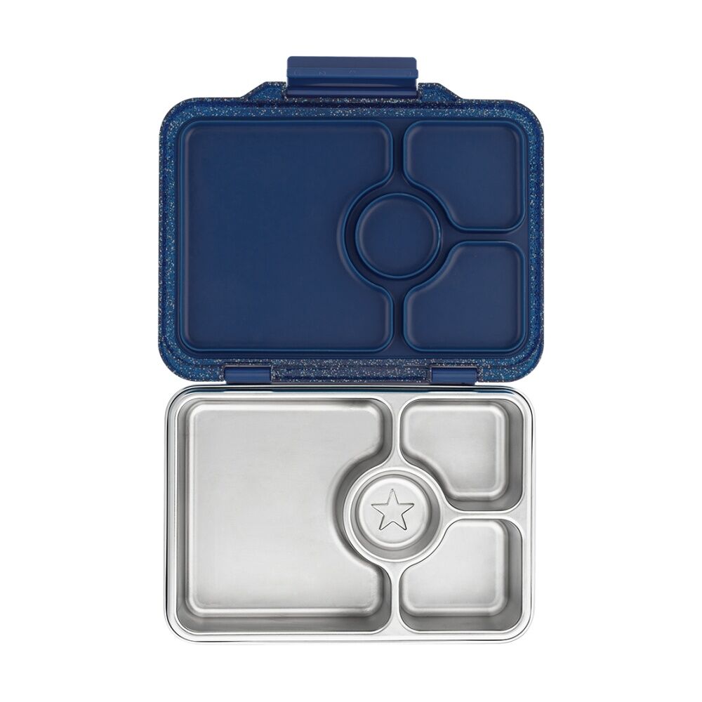 Yumbox Kids Pret Stainless Steel 4 Compartment Bento Box Glitter Twilight Blue