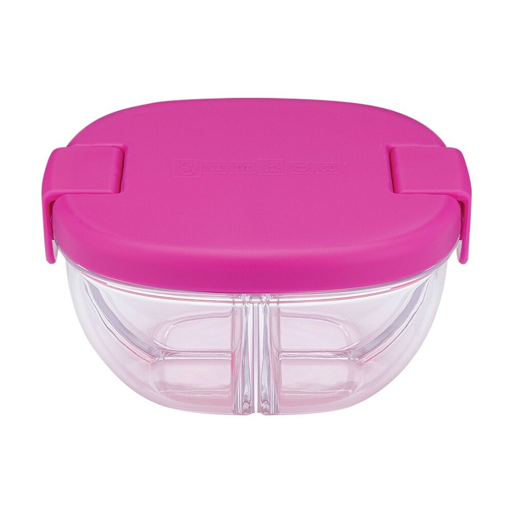 2PK Yumbox Kids 3 Compartment Snack Bowl Container Raspberry Pink 384ml