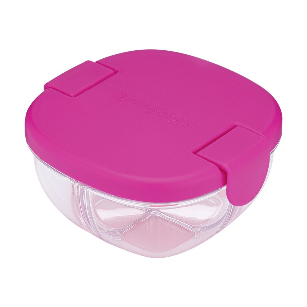2PK Yumbox Kids 3 Compartment Snack Bowl Container Raspberry Pink 384ml