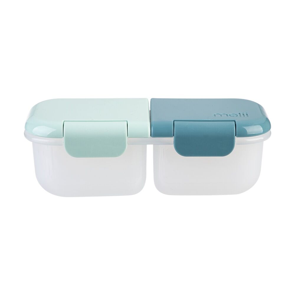 4PK Melii 2 Compartment Leakproof Hinged-Lid Snack Container Blue Mint 480ml