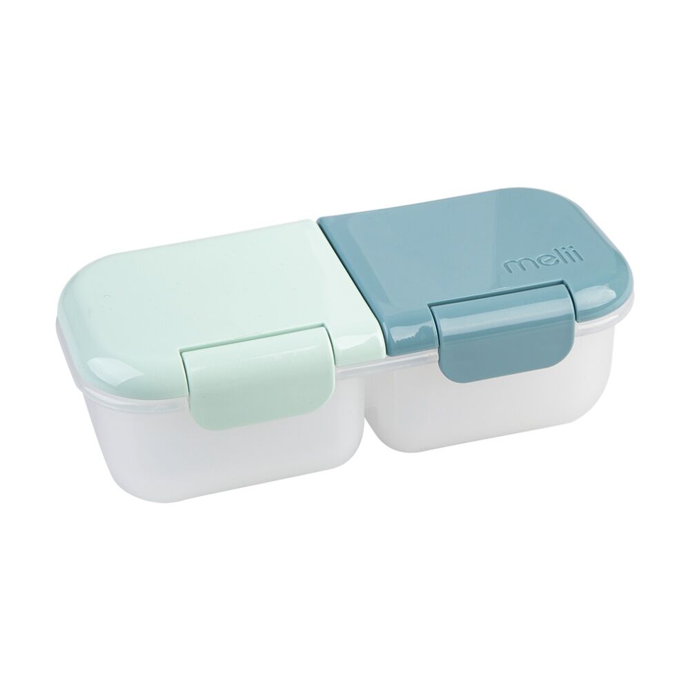 4PK Melii 2 Compartment Leakproof Hinged-Lid Snack Container Blue Mint 480ml