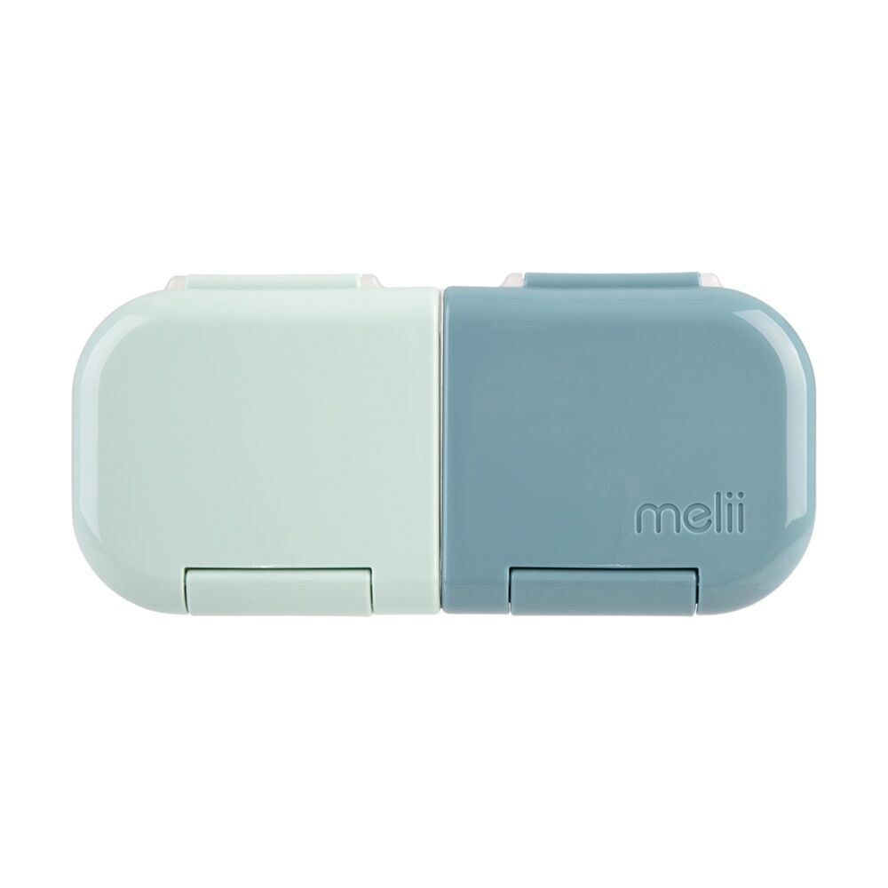 4PK Melii 2 Compartment Leakproof Hinged-Lid Snack Container Blue Mint 480ml