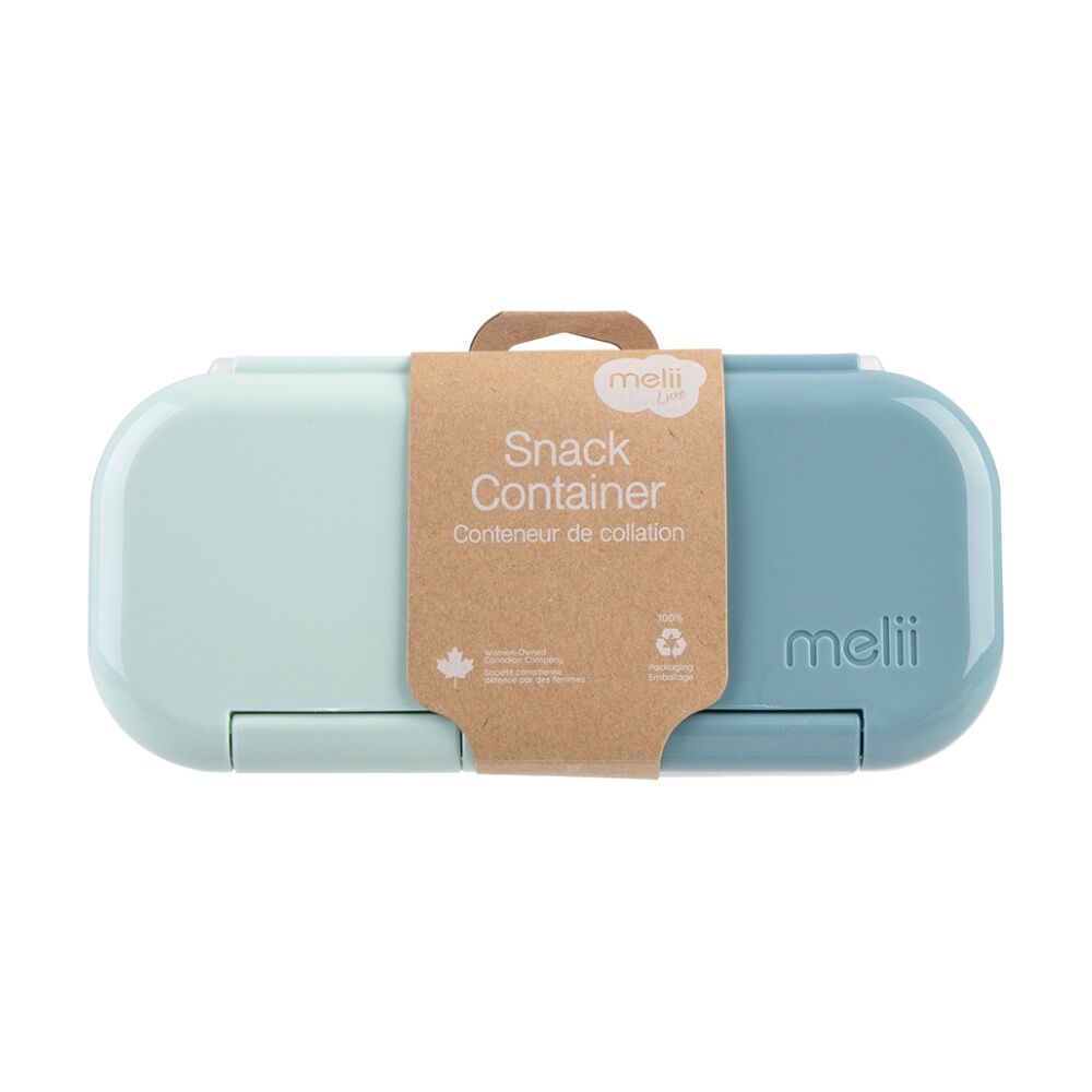 4PK Melii 2 Compartment Leakproof Hinged-Lid Snack Container Blue Mint 480ml
