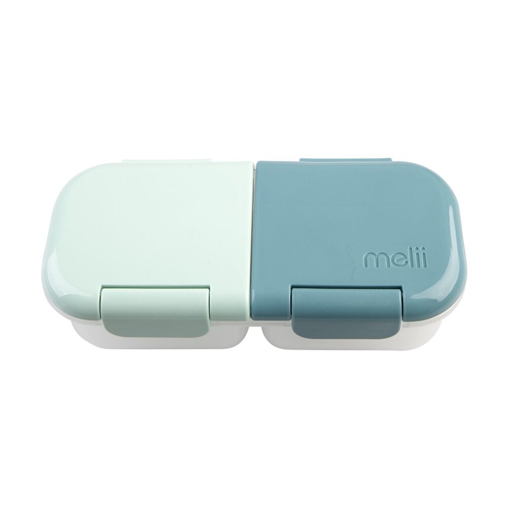 4PK Melii 2 Compartment Leakproof Hinged-Lid Snack Container Blue Mint 480ml