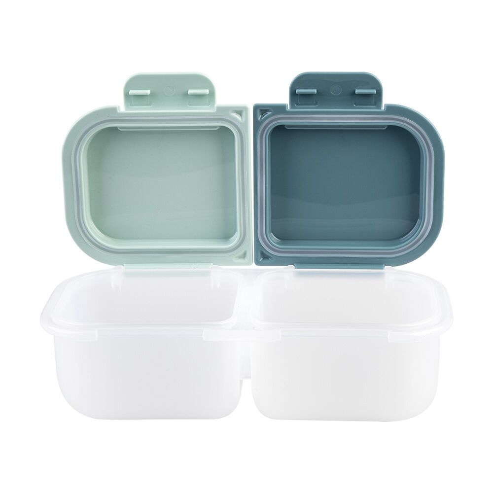 4PK Melii 2 Compartment Leakproof Hinged-Lid Snack Container Blue Mint 480ml