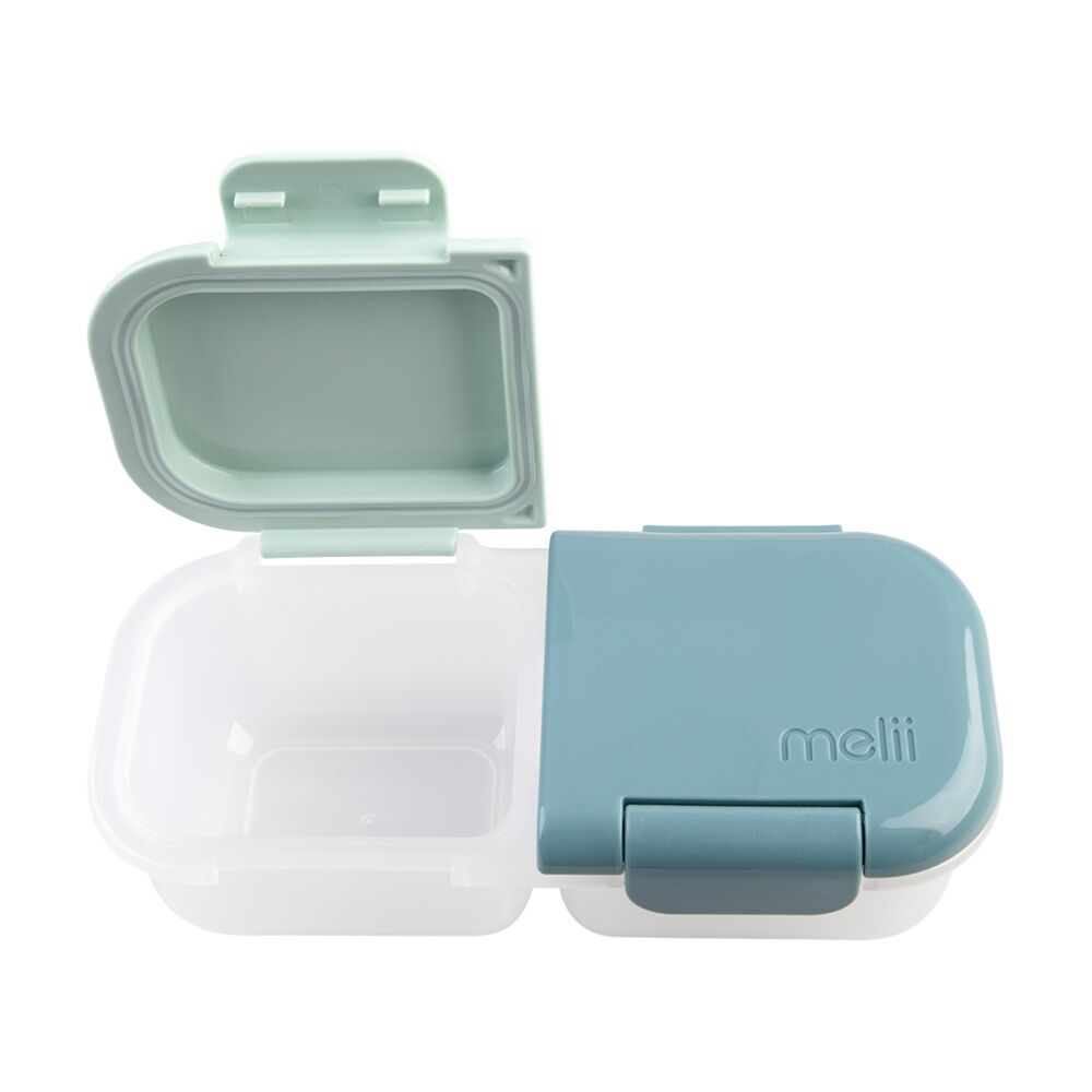 4PK Melii 2 Compartment Leakproof Hinged-Lid Snack Container Blue Mint 480ml