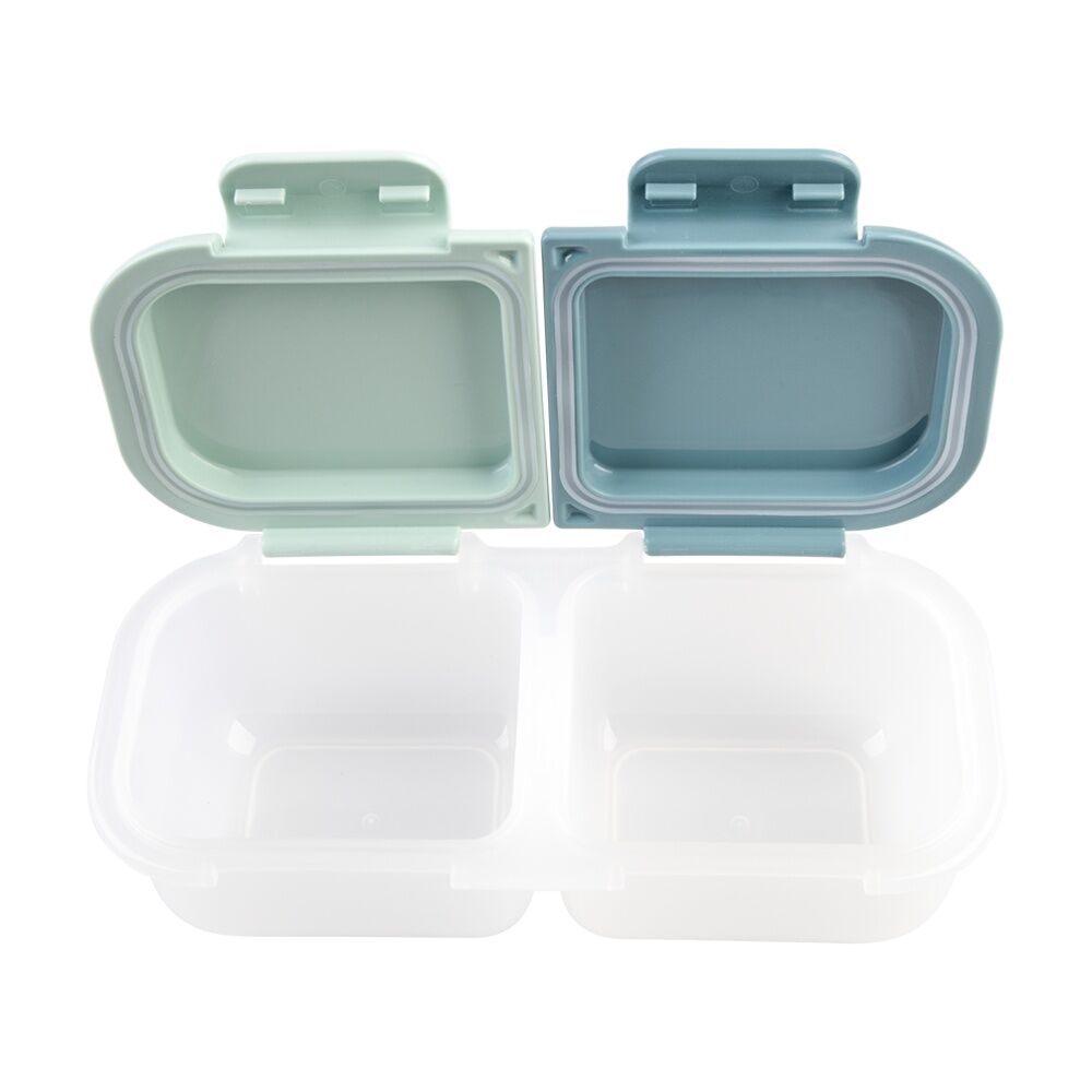 4PK Melii 2 Compartment Leakproof Hinged-Lid Snack Container Blue Mint 480ml