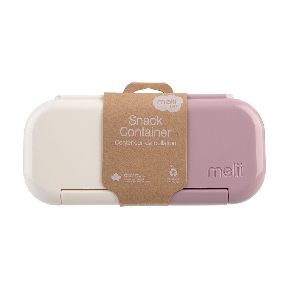 2PK Melii 2 Compartment Leakproof Hinged-Lid Snack Container Pink Ivory 480ml