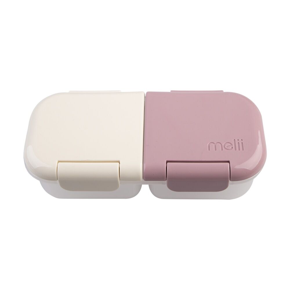 2PK Melii 2 Compartment Leakproof Hinged-Lid Snack Container Pink Ivory 480ml