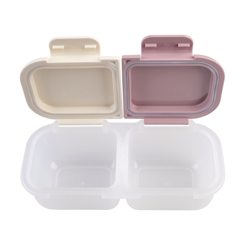 2PK Melii 2 Compartment Leakproof Hinged-Lid Snack Container Pink Ivory 480ml