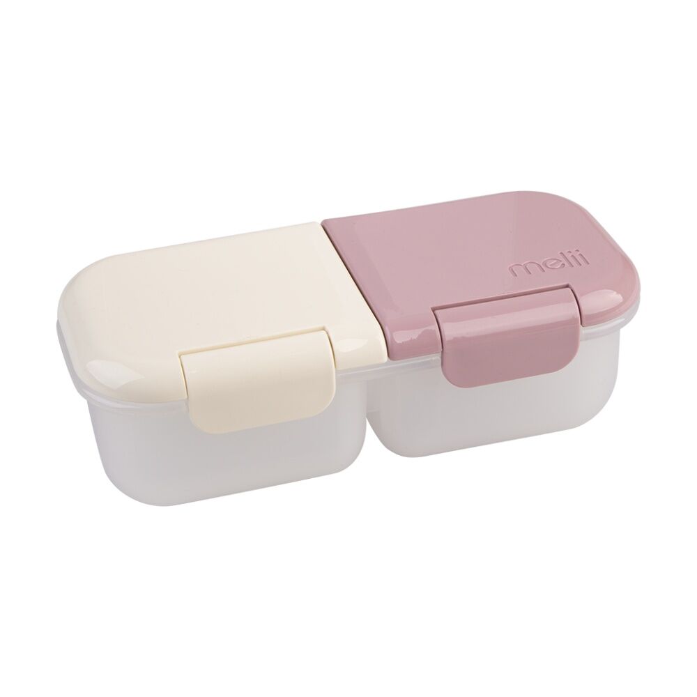 4PK Melii 2 Compartment Leakproof Hinged-Lid Snack Container Pink Ivory 480ml