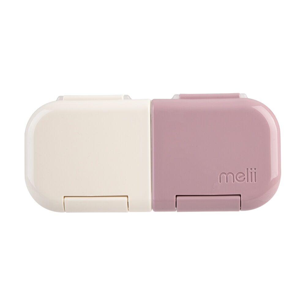 4PK Melii 2 Compartment Leakproof Hinged-Lid Snack Container Pink Ivory 480ml