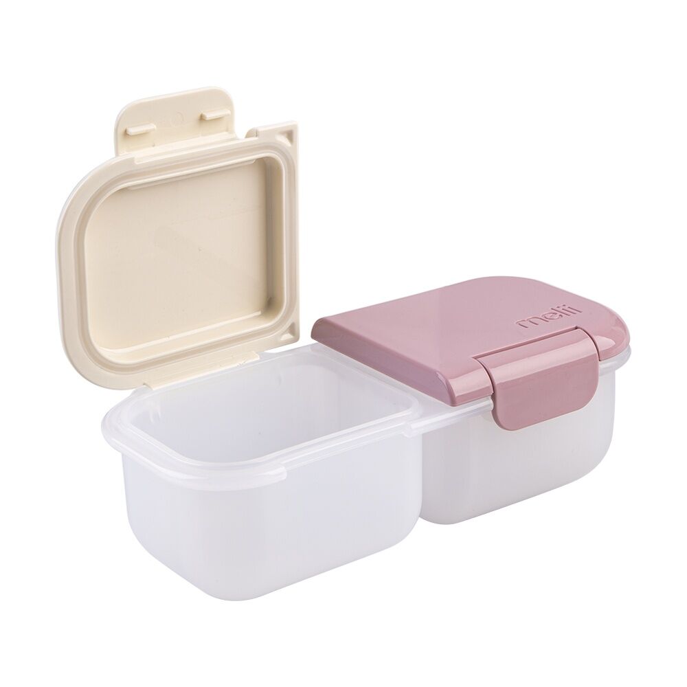 4PK Melii 2 Compartment Leakproof Hinged-Lid Snack Container Pink Ivory 480ml