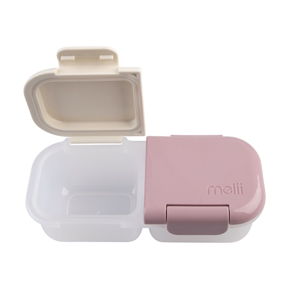 4PK Melii 2 Compartment Leakproof Hinged-Lid Snack Container Pink Ivory 480ml