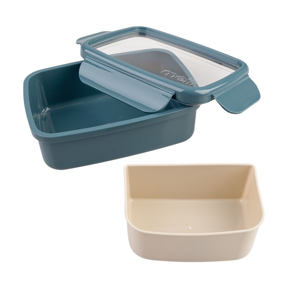 2PK Melii Bento Lunch Box Container W/ Removable Insert Blue Mint 880ml