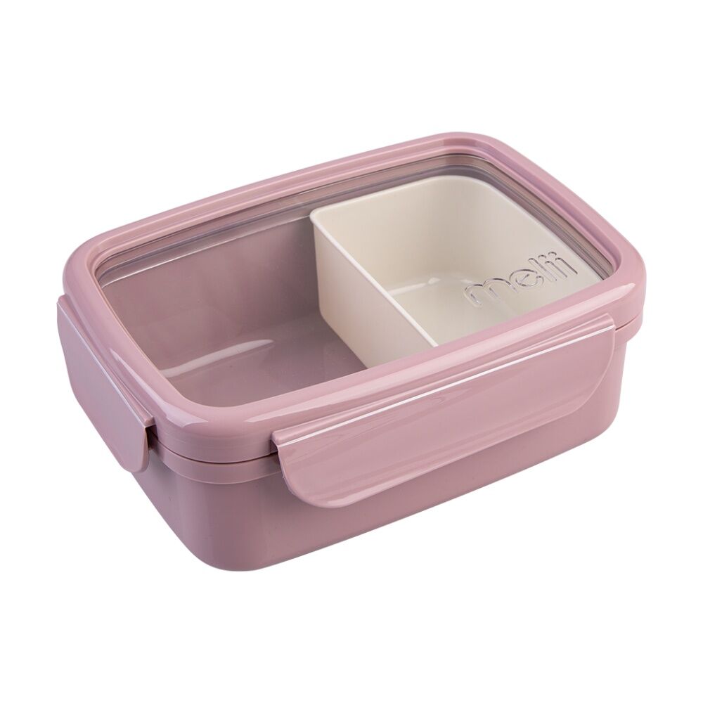 2PK Melii Bento Lunch Box Container W/ Removable Insert Pink Ivory 880ml