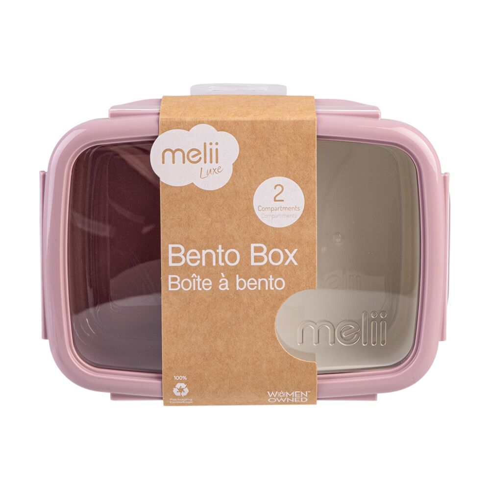 2PK Melii Bento Lunch Box Container W/ Removable Insert Pink Ivory 880ml